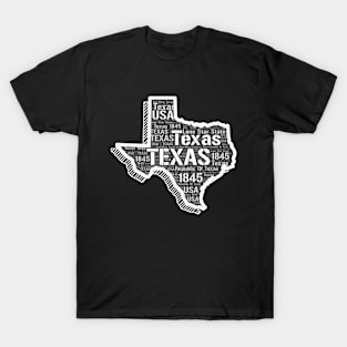 Texas Map Word Art Texas State Words Cloud Texas State T-Shirt